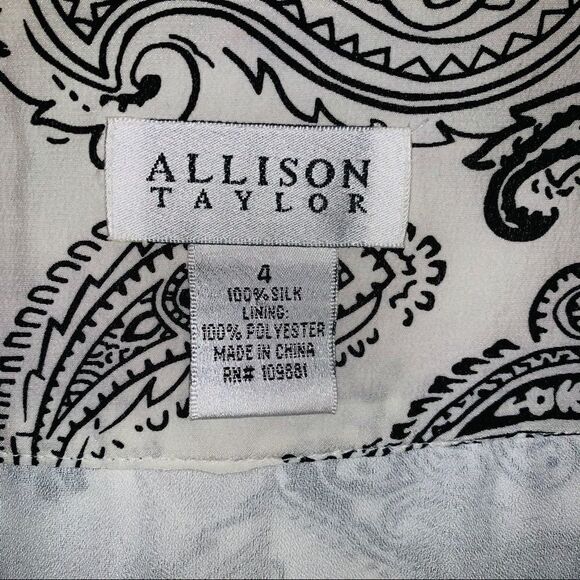 Allison Taylor silk black/white paisley skirt 4 - Picture 4 of 6